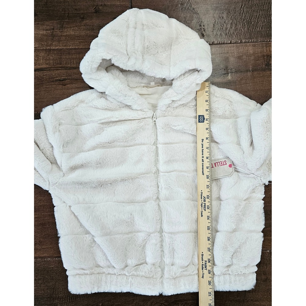 Y2K Inspired Bomber Faux Fur Hooded Jacket Ribbed NWT Apres Ski Chic small - Picture 3 of 13